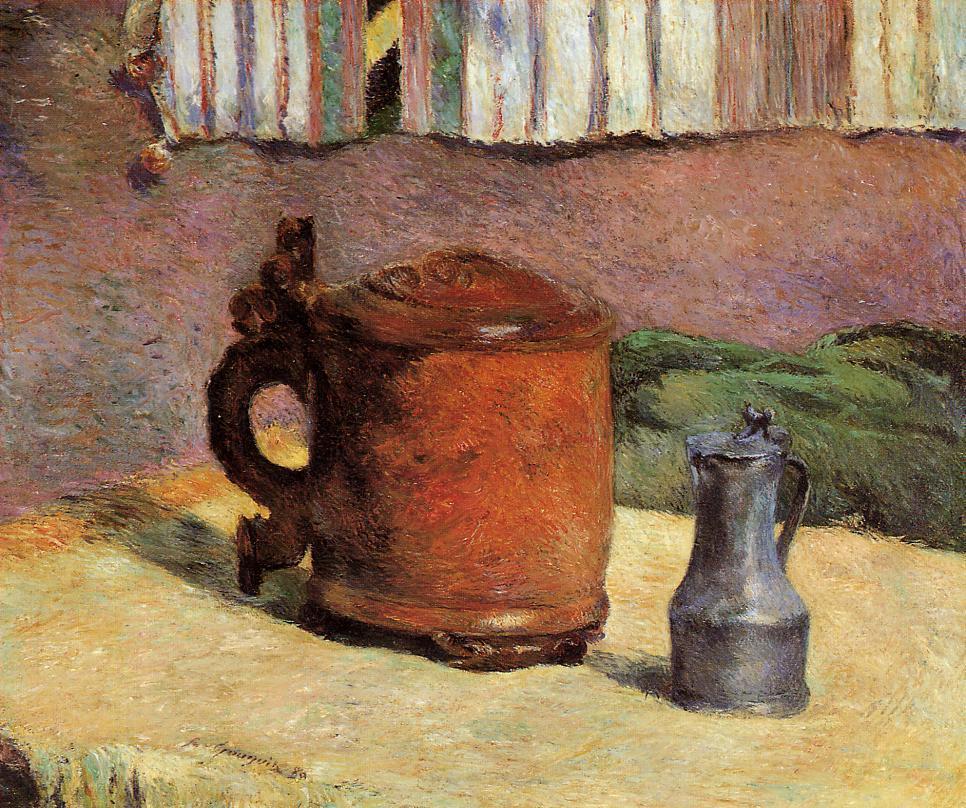 Still, Clay Jug and Iron Mug - Paul Gauguin Painting